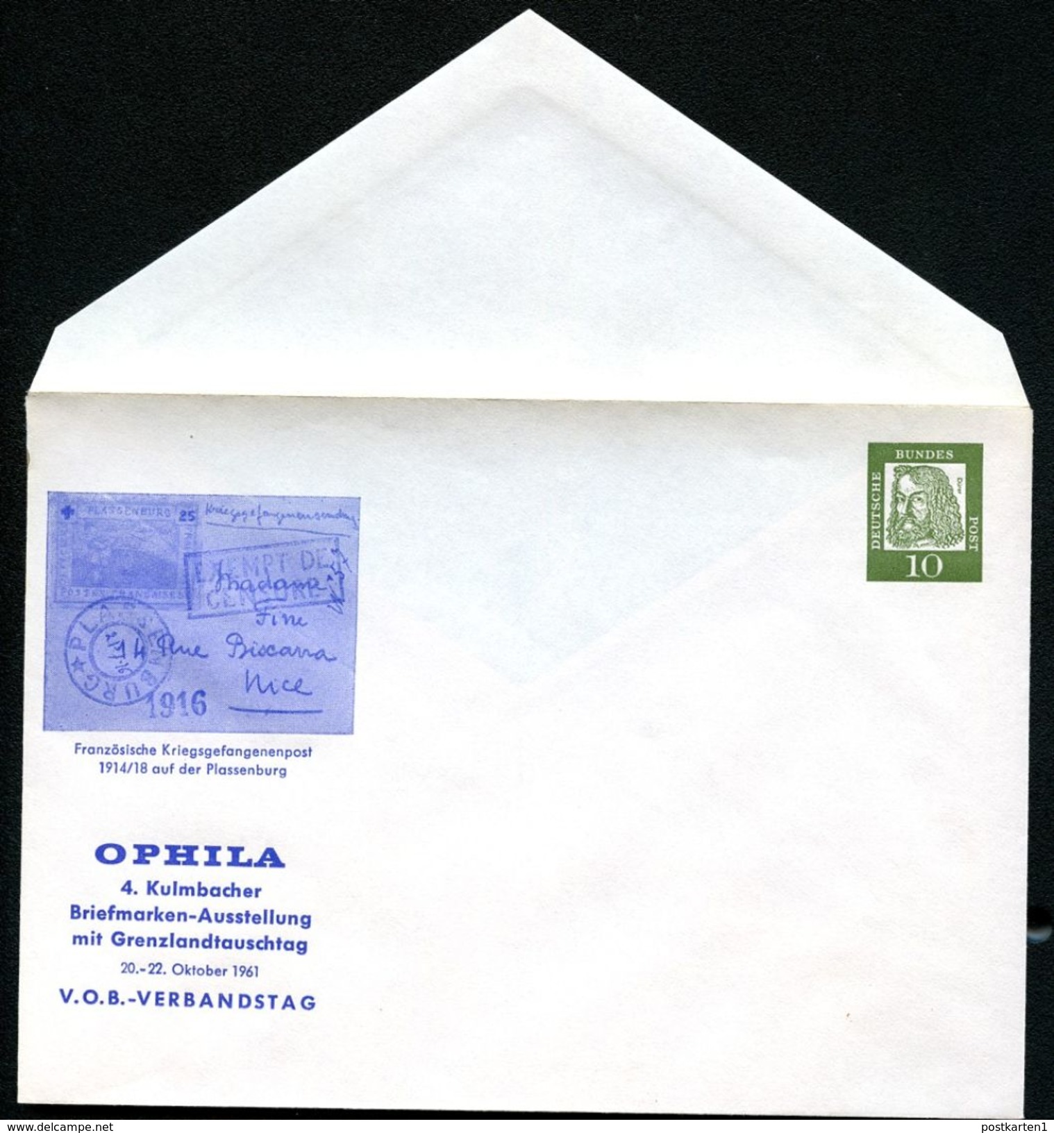 Bund PU17 D2/001 Privat-Umschlag OPHILA KULMBACH ** 1961  NGK 8,00 € - Privé Briefomslagen - Ongebruikt