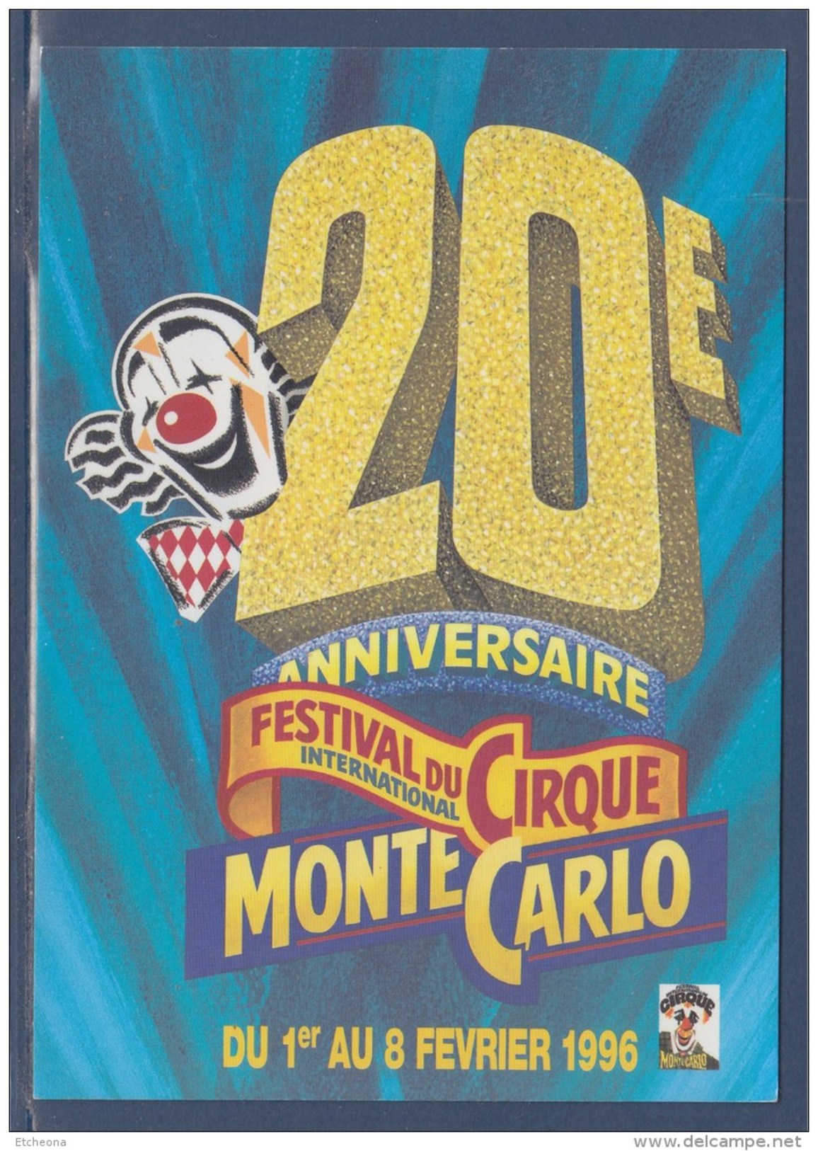 = 1996 - 20ème Festival International Du Cirque De Monte Carlo Carte Correspondant Au Visuel Timbre 2026 Monaco - Cirque