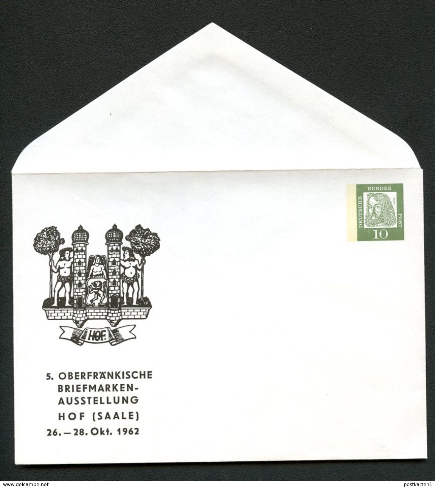 Bund PU19 D2/004 Privat-Umschlag STADTWAPPEN HOF ** 1962  NGK 8,00 € - Enveloppes Privées - Neuves