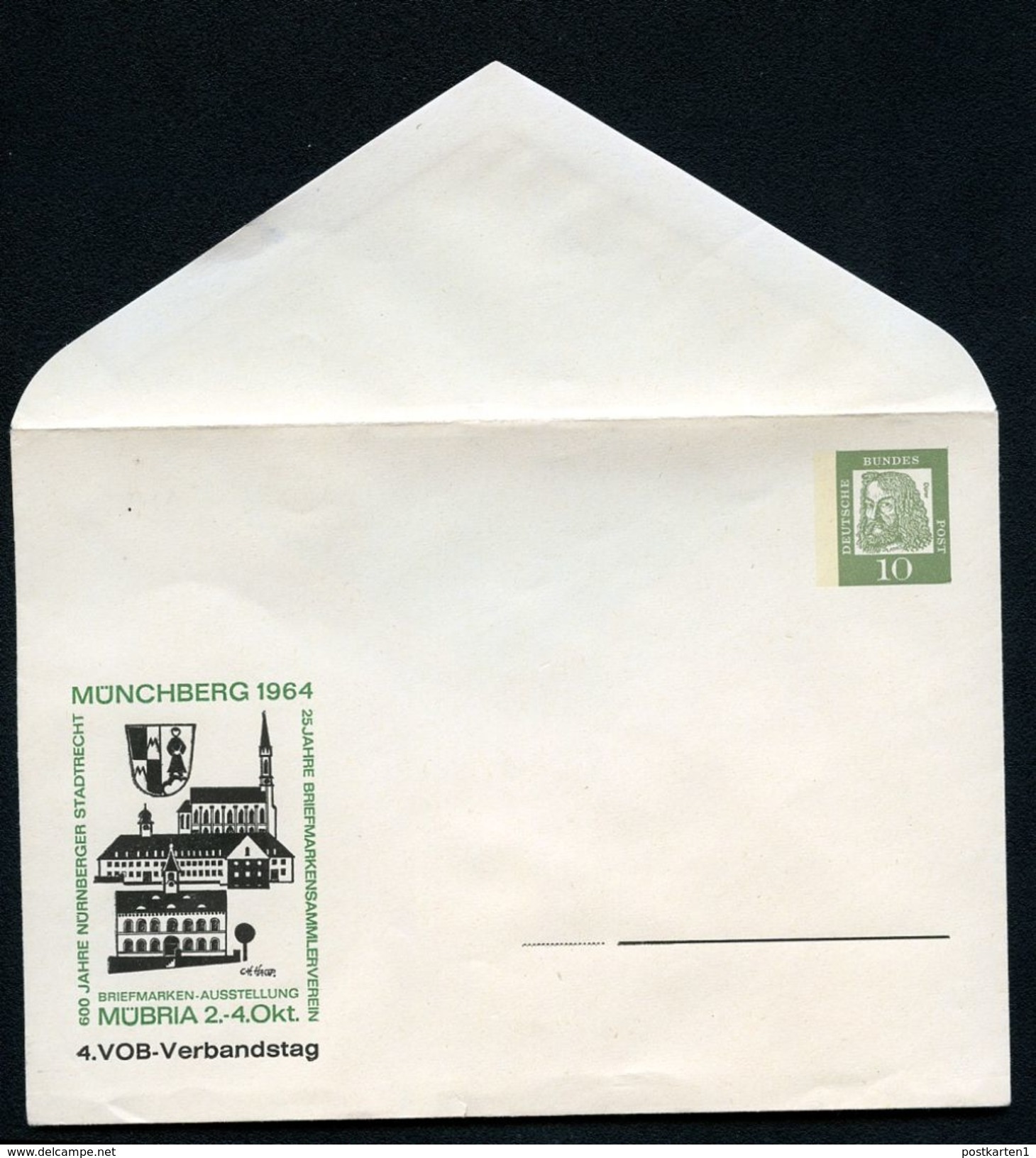 Bund PU19 D2/005 Privat-Umschlag WAPPEN MÜNCHBERG  ** 1964  NGK 8,00 € - Enveloppes Privées - Neuves