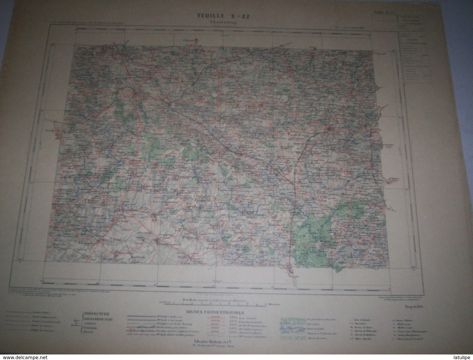 CARTE GEOGRAPHIQUE  G - Format  45 X 57 De DEUX SEVRES_VENDEE_Feuille  CHANTONNAY_ X  22 ) En1899 - Geographical Maps