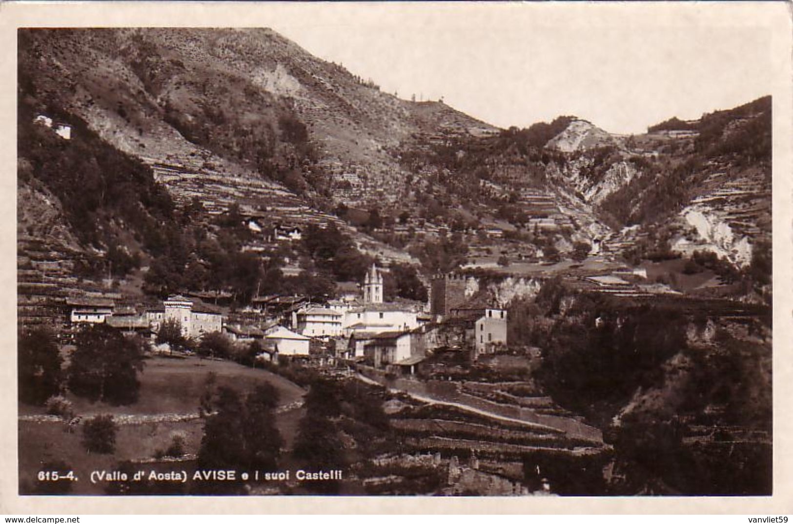 AVISE-AOSTA-I CASTELLI -CARTOLINA VERA FOTOGRAFIA ANNO 1940-50 - Aosta