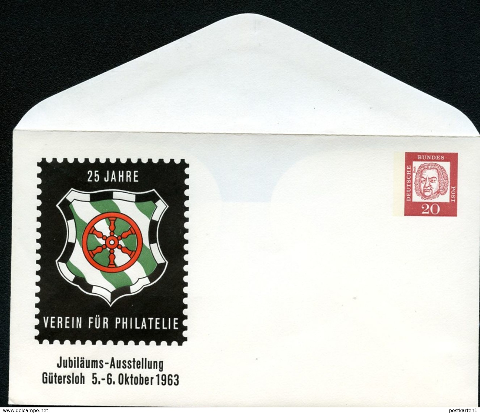 Bund PU21 D2/003 Privat-Umschlag GÜTERSLOH WAPPEN ** 1963  NGK 8,00 € - Enveloppes Privées - Oblitérées
