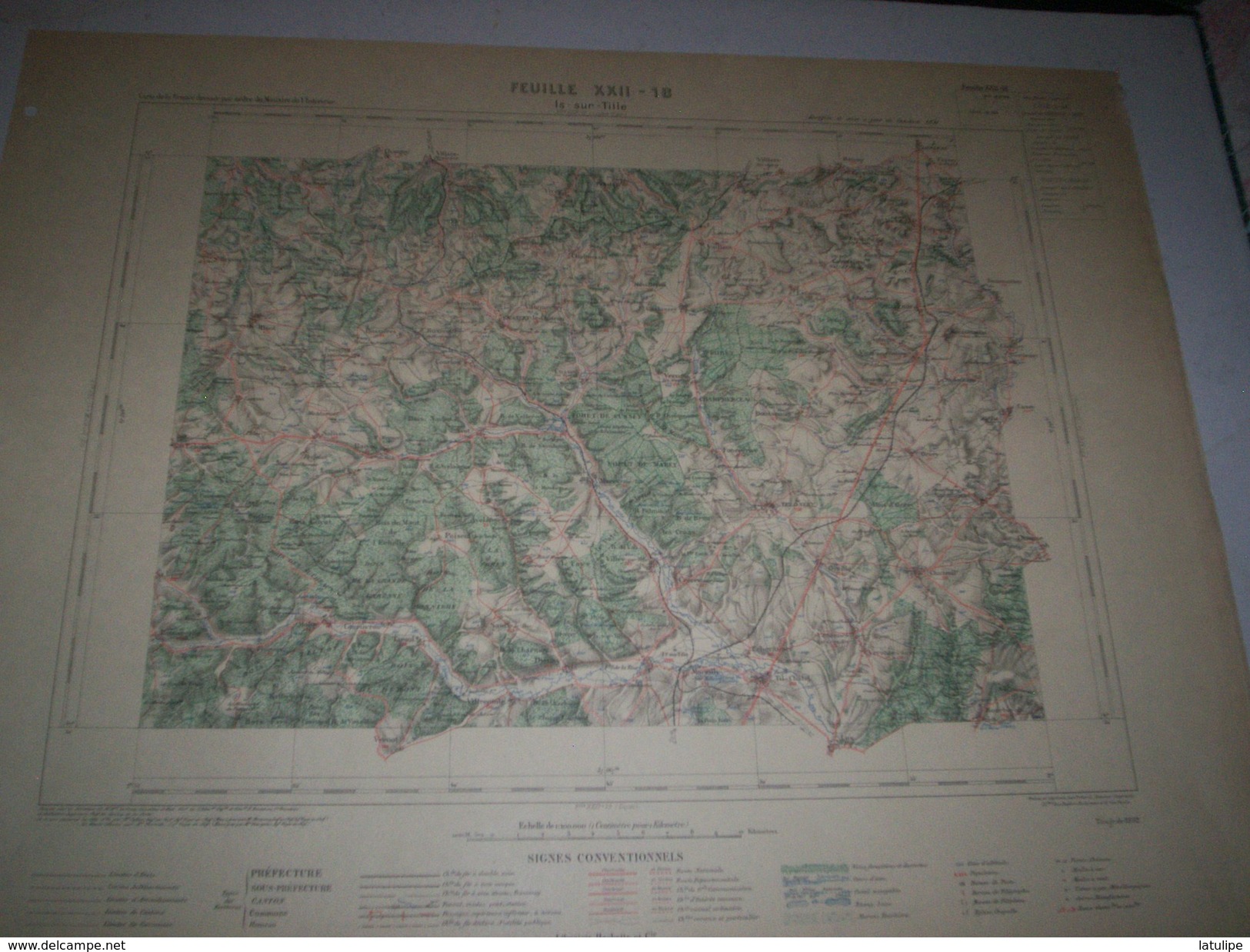 CARTE GEOGRAPHIQUE  G - Format  45 X 57 De COTE DOR_HAUTE MARNE_Feuille IS SUR TILLE_ XXII   18  ) En1892 - Cartes Géographiques