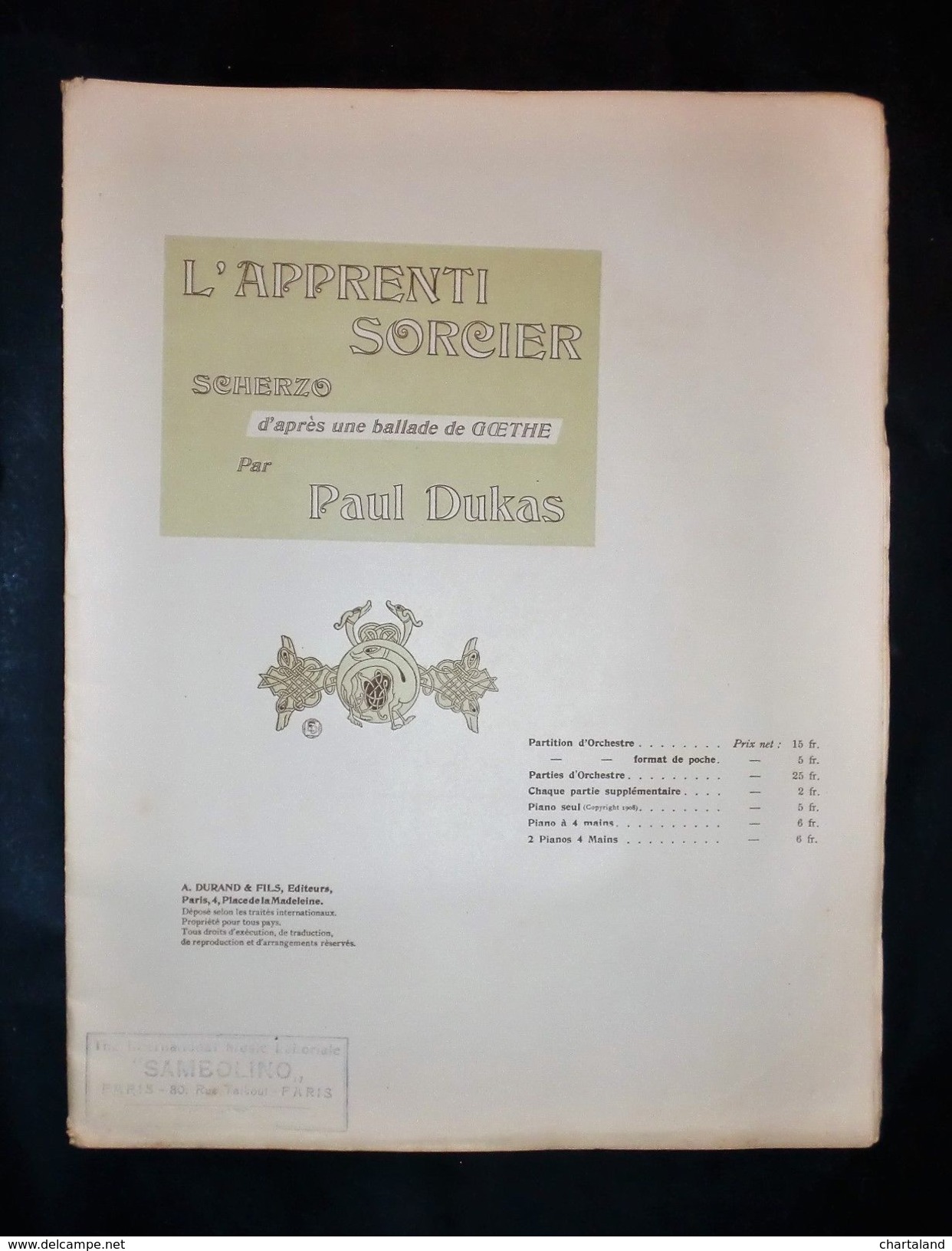 Musica Spartiti - L'apprenti Sorcier - Scherzo - Paul Dukas - Piano A 4 Mani - Ohne Zuordnung