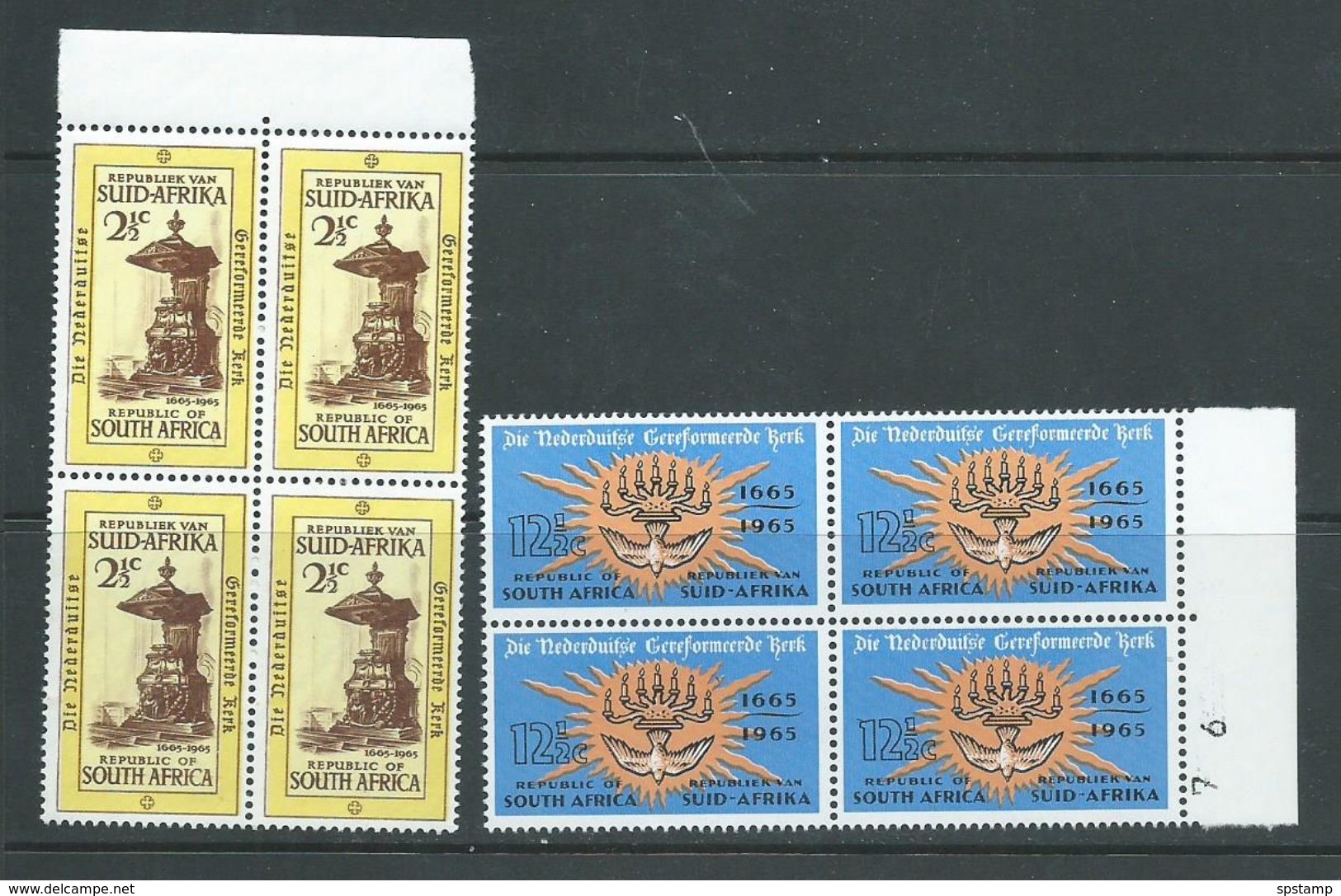 South Africa 1965 Dutch Reformed Church Set 2 MNH Blocks Of 4 - Unused Stamps