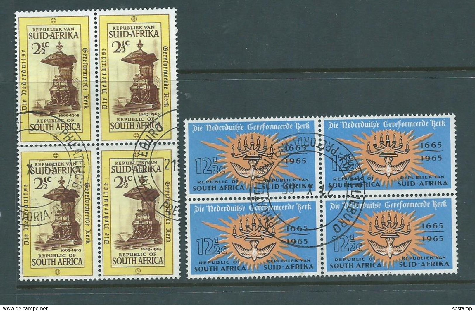 South Africa 1965 Dutch Reformed Church Set 2 FU Blocks Of 4 - Unused Stamps