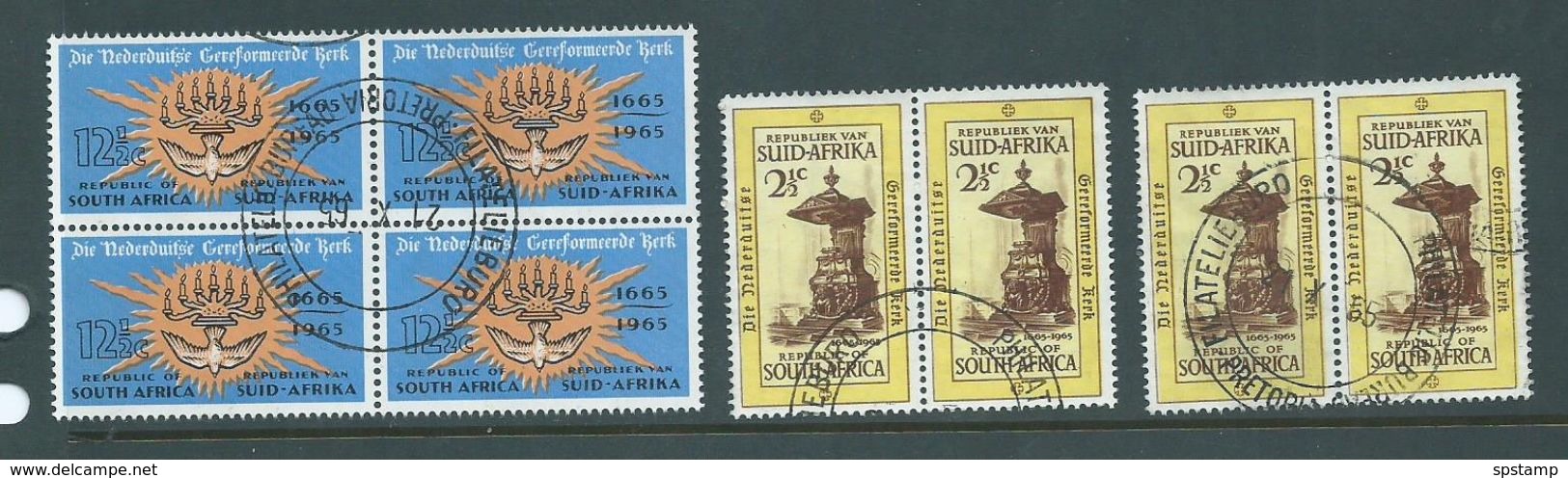 South Africa 1965 Dutch Reformed Church 4 Sets Of 2 In Blocks Or Pairs FU - Unused Stamps