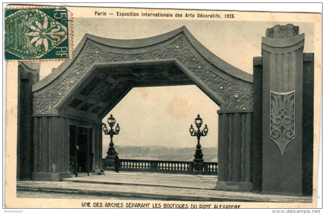 4OT 647 CPA - PARIS 1925 - EXPOSITION INTERNATIONALE DE ARTS DECORATIFS - UNE DES ARCHES SEPARANT - Exhibitions