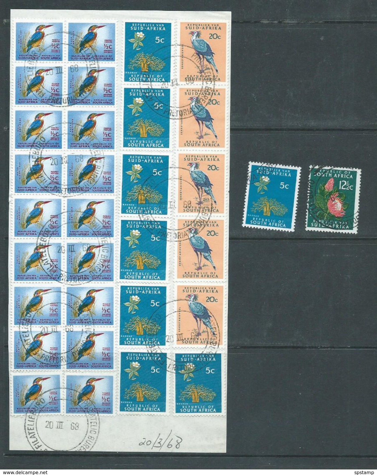 South Africa 1964 - 1975 Dealer Group Of FU Off & On Piece Values To 50c & 1 R - Oblitérés