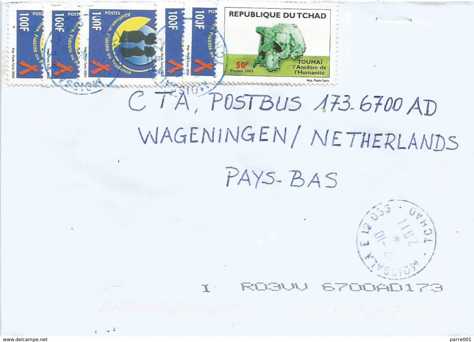 Tchad 2011 Moissala Prehistory Toumai Skull 50f AIDS SIDA HIV 100f Cover - Tsjaad (1960-...)