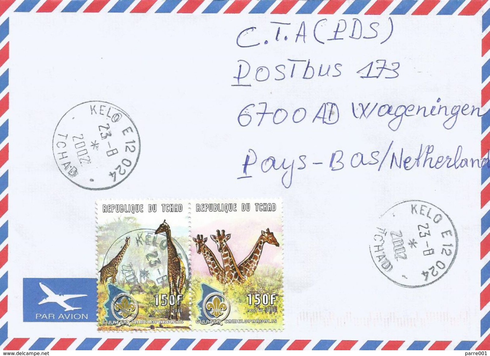 Tchad 2002 Kelo Giraffe Scouting Cover - Tsjaad (1960-...)