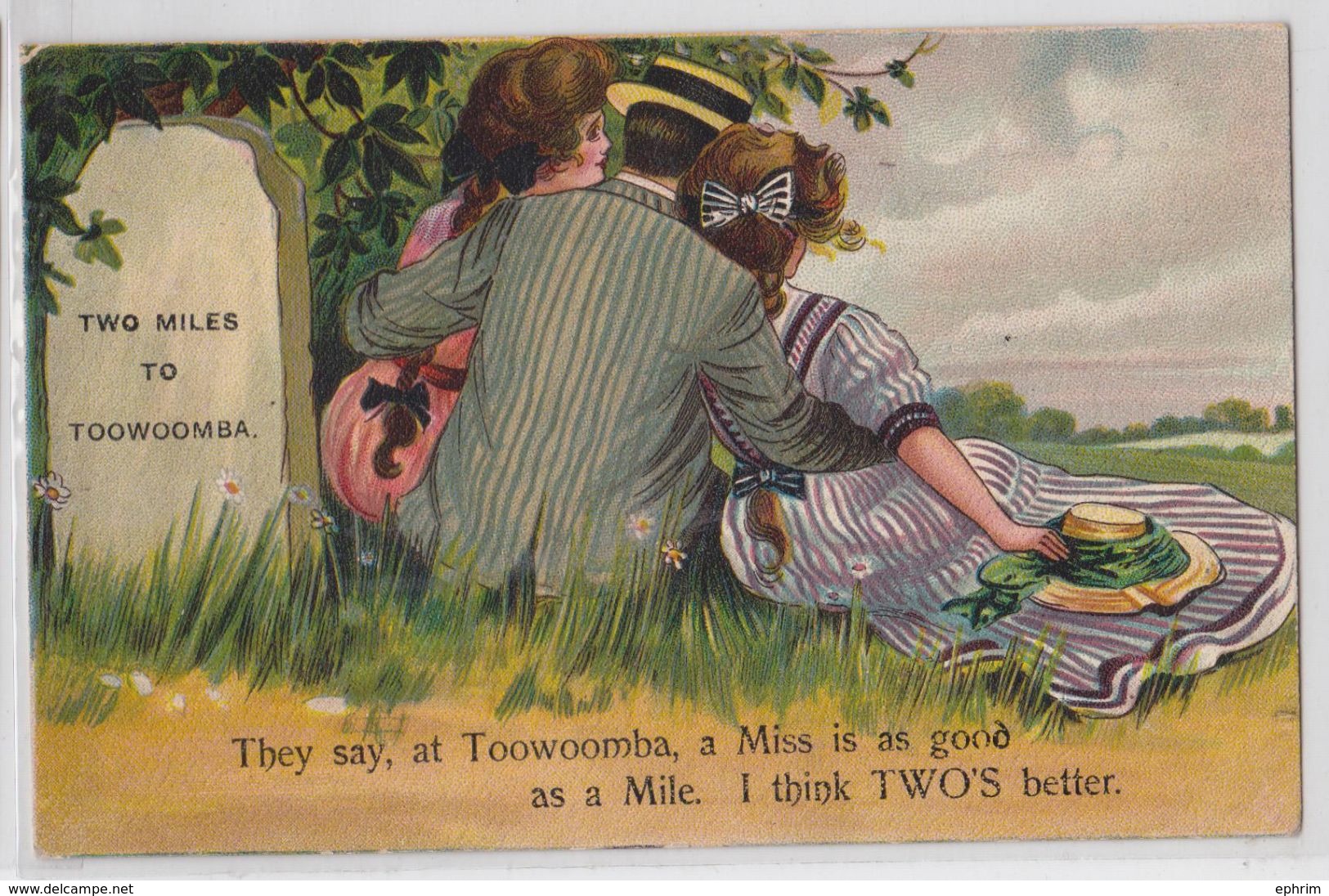 Two Miles To TOOWOOMBA - Novelty Vintage Postcard Australia - Towoomba / Darling Downs