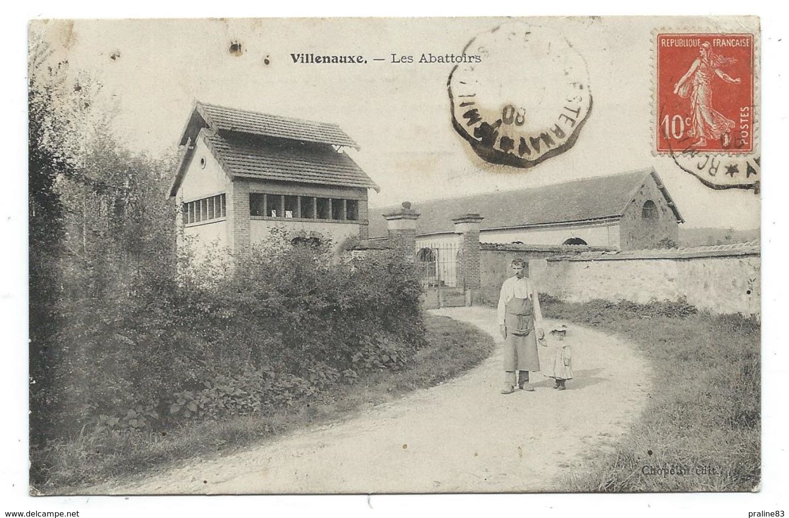 CPA - VILLENAUXE, LES ABATTOIRS - Aube 10 - Animée, Circulé 1908 - Edit. Chopelin - Other & Unclassified