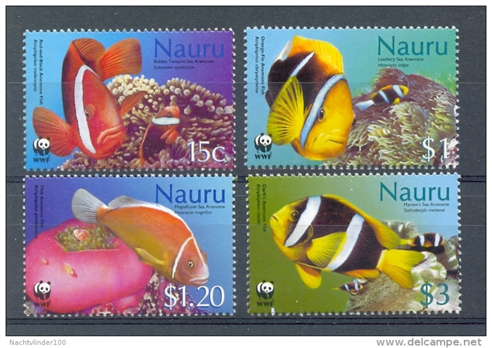 Nbx324s WWF FAUNA VISSEN ANEMONEFISH FISCHE POISSONS MARINE LIFE NAURU 2003 PF/MNH - Unused Stamps