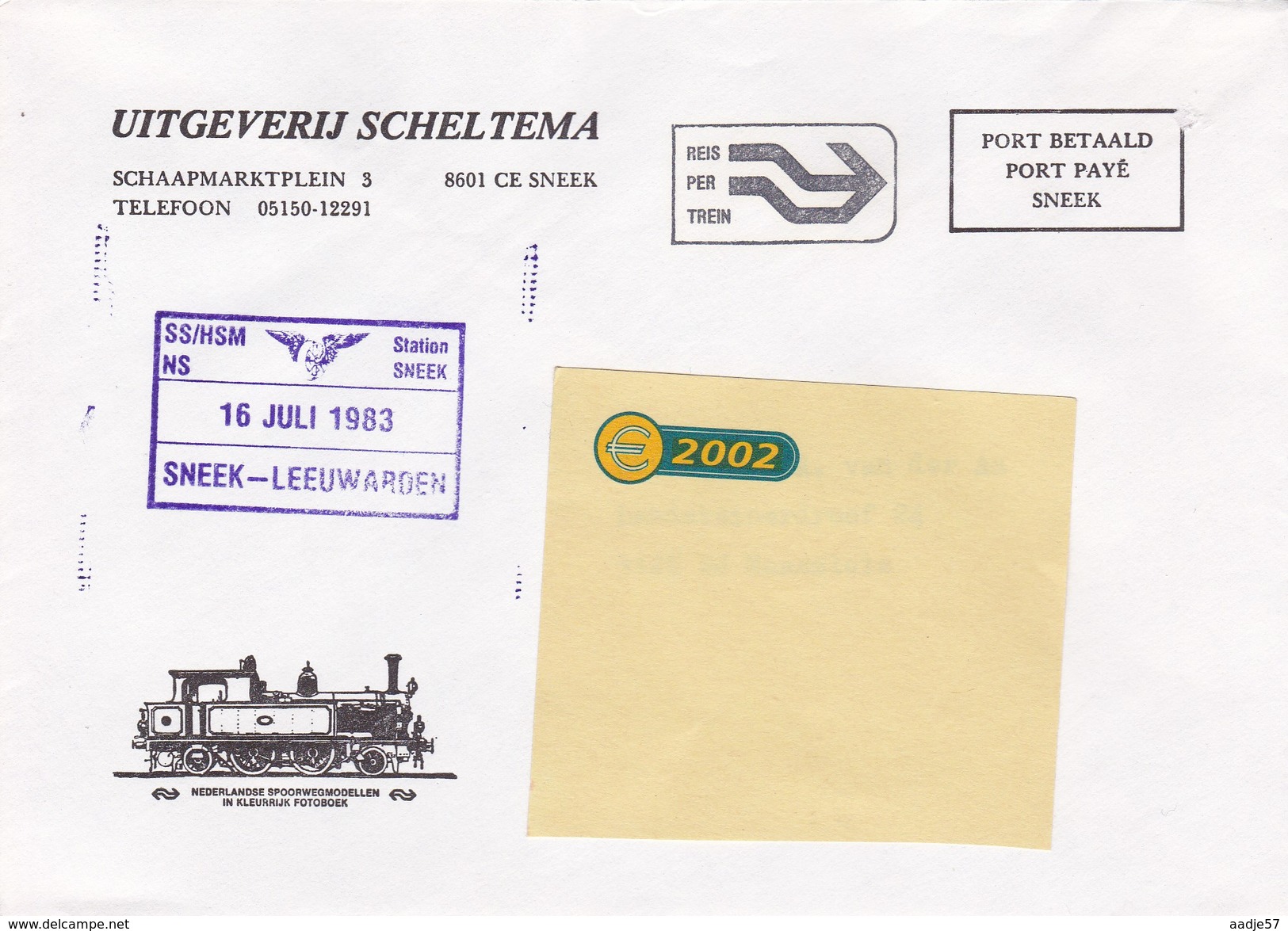 Nederland Holland Dutch Niederlände  Spec Canc 16.07.1993 Sneek - Leeuwarden  Lokaltrain Blue Stamp - Treinen