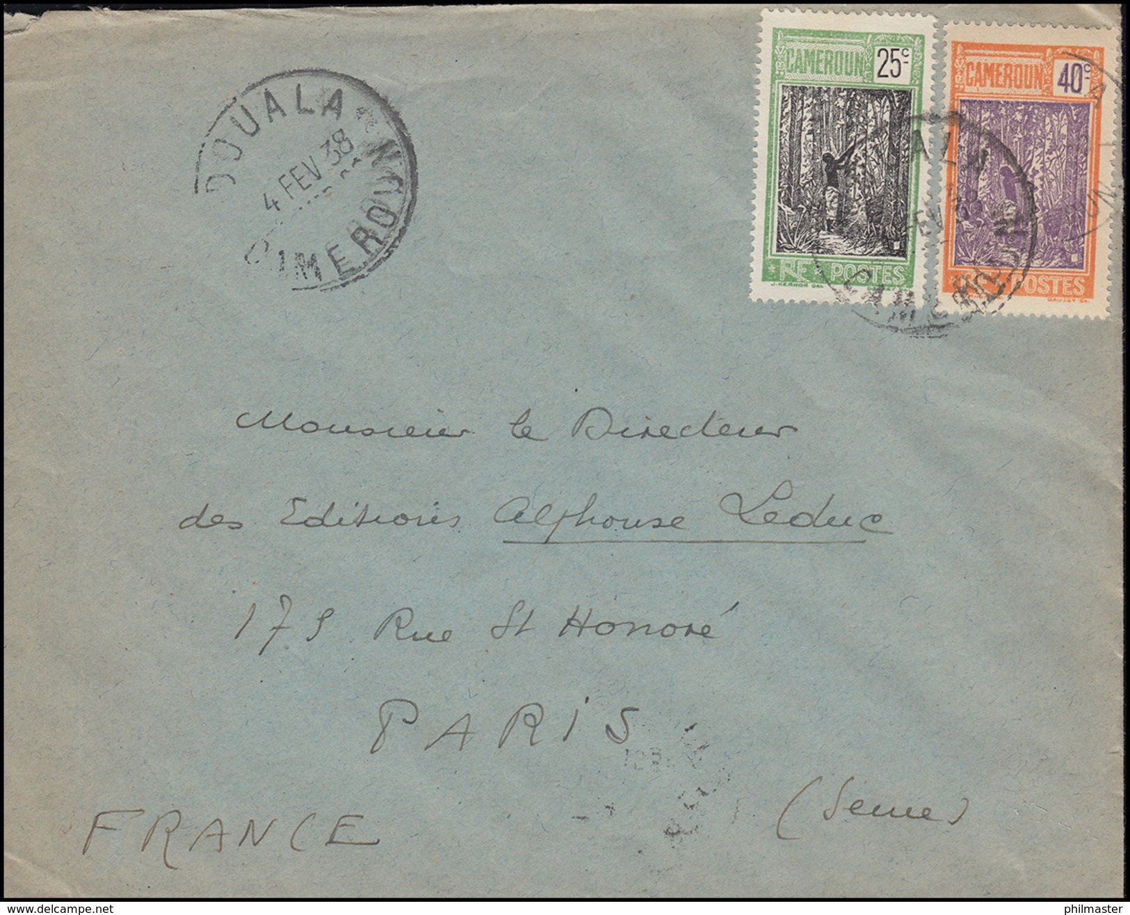 Kamarun Kautschuk-Ernte Caoutchouc Rubber, Brief DOUALA 4.2.1938 Nach Paris - Scheikunde