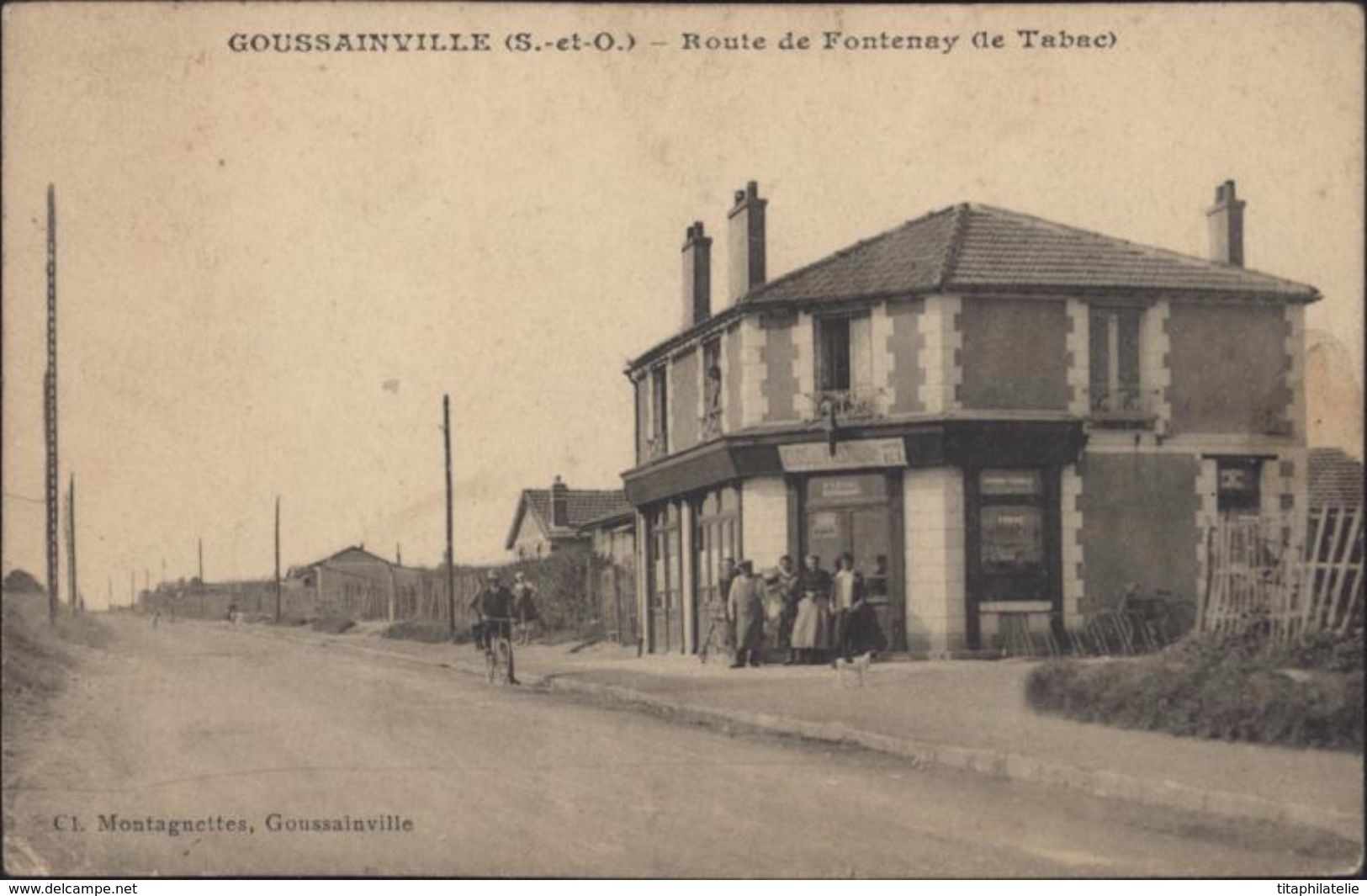 CPA Goussainville Seine Et Oise Route De Fontenay Le Tabac Animée Circulée 1932 Sous Enveloppe - Goussainville