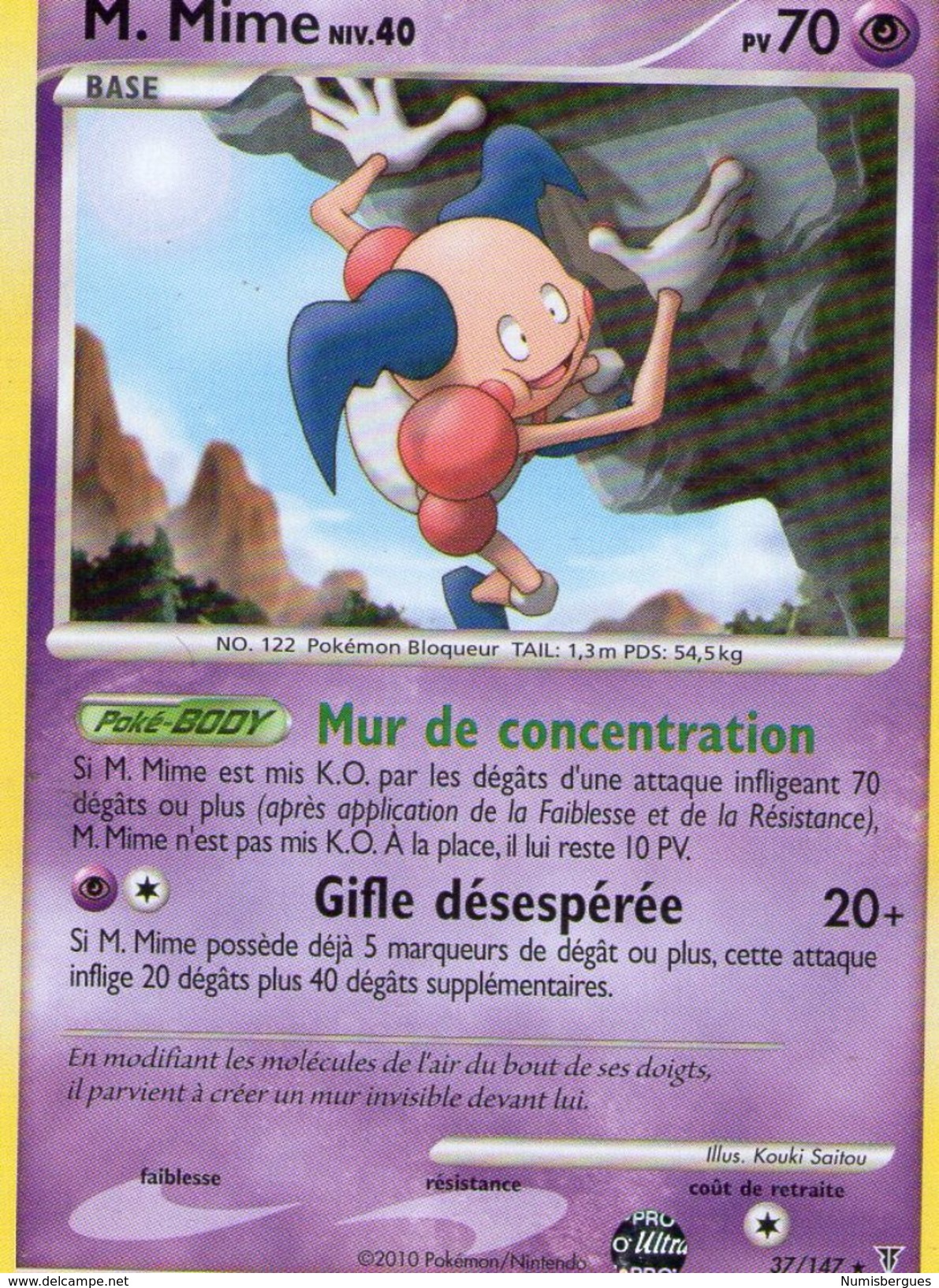 Carte Pokemon M.Mime  N° 37/147 Série   Platine Vainqueurs Suprême      VF - Platinum