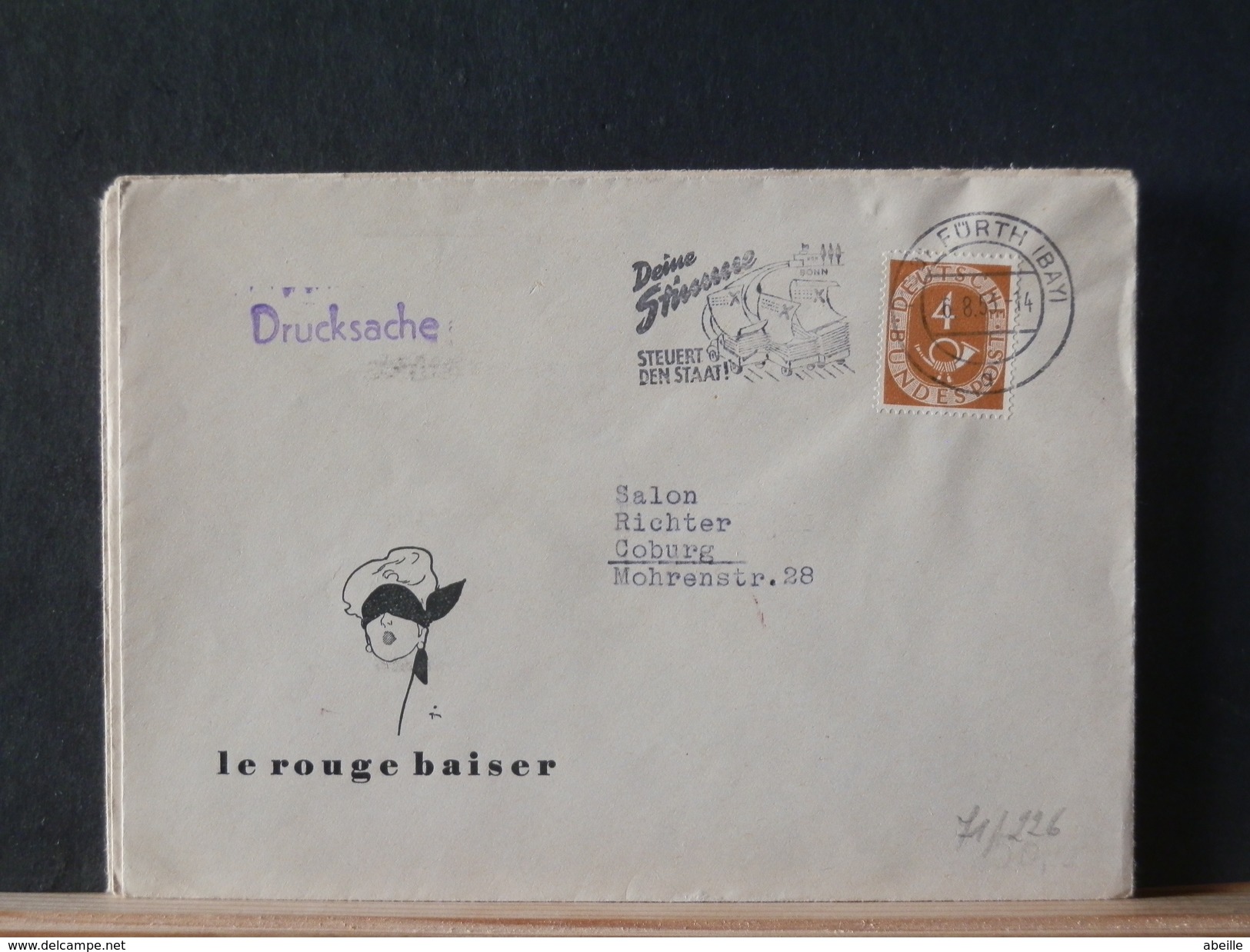 72/225 LETTRE   ALLEMAGNE FLAMME  1953 - Briefe U. Dokumente
