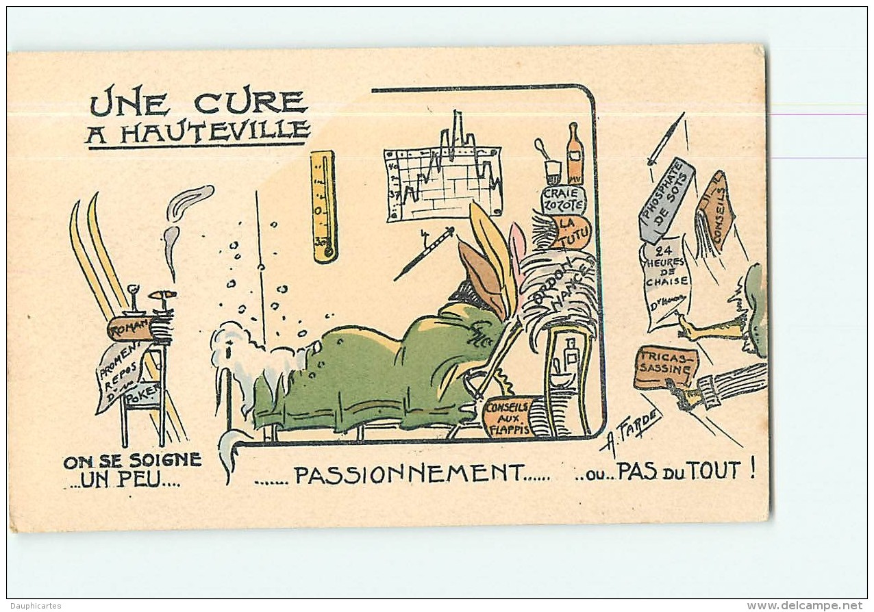 HAUTEVILLE - Lot 3 CPA : Une CURE à Hauteville - Cartes Humoristiques - 4 Scans - Hauteville-Lompnes