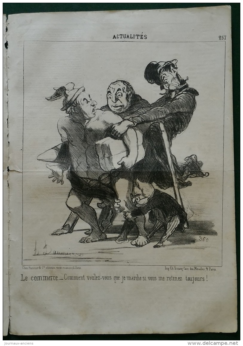 1851 Honoré DAUMIER - ACTUALITÉS N° 257 LE COMMERCE - JOURNAL LE CHARIVARI - 1850 - 1899