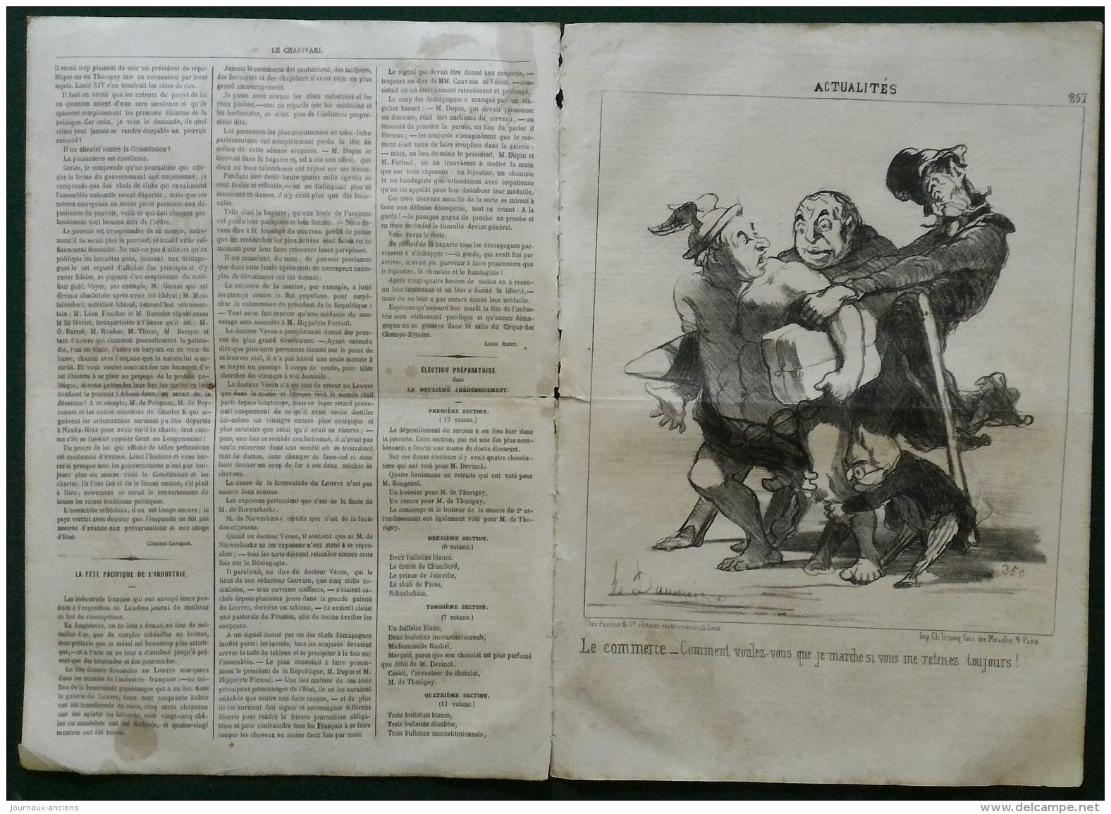 1851 Honoré DAUMIER - ACTUALITÉS N° 257 LE COMMERCE - JOURNAL LE CHARIVARI - 1850 - 1899