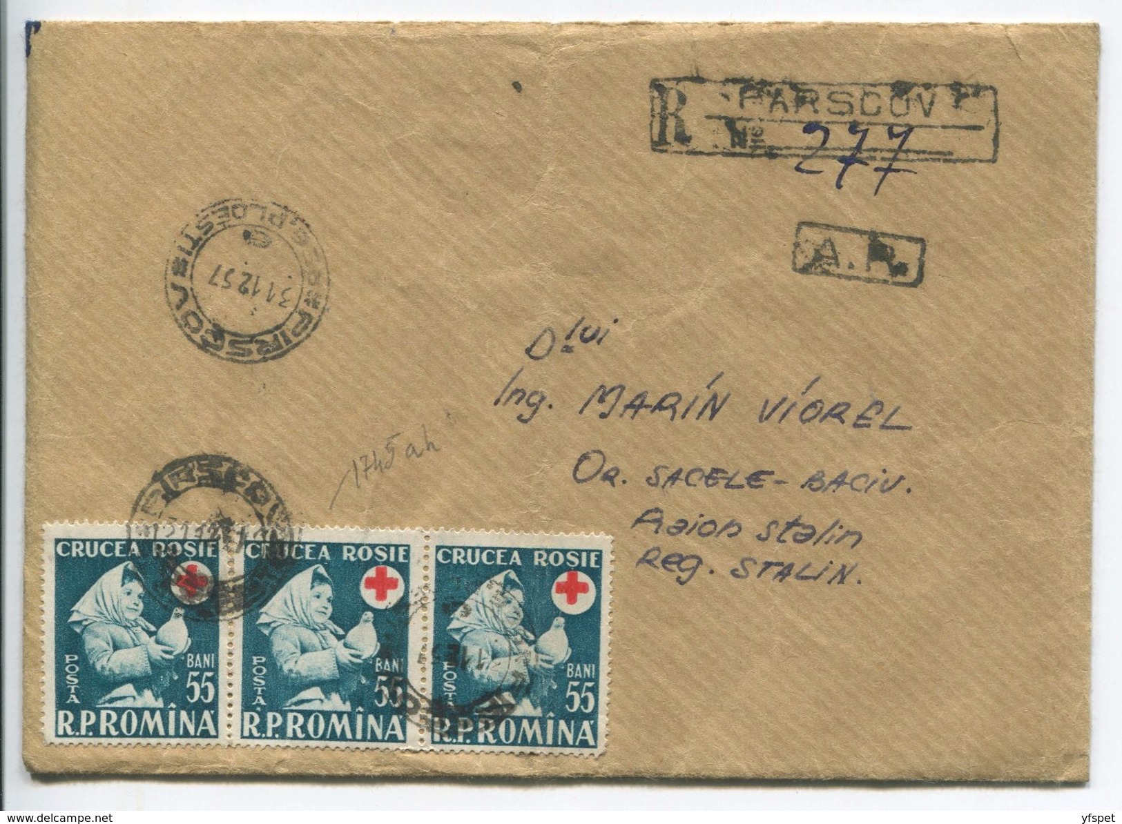 Red Cross Stamp On Cover, 1957 - Covers & Documents