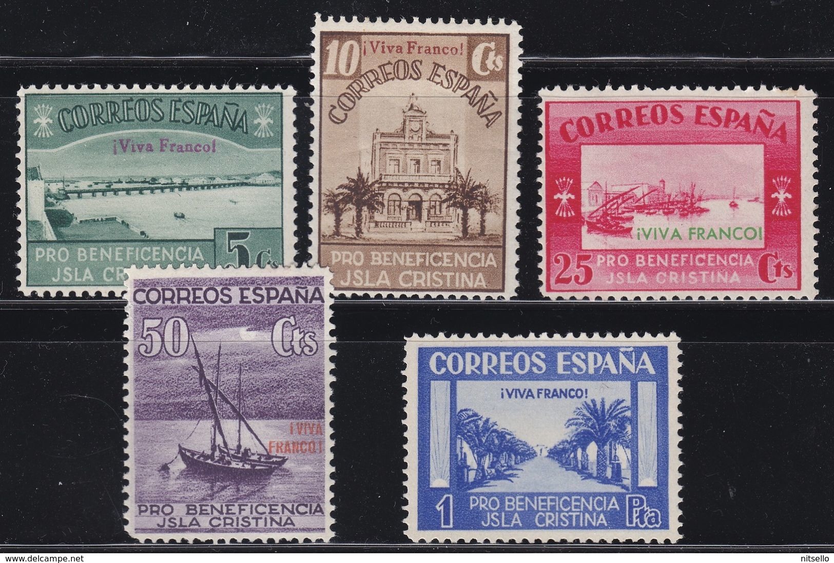 LOTE 2190   /// (C300)  ISLA CRISTINA (HUELVA) 5 VIÑETAS CAT. FESOFI Nº 13 AL 17 (COMPLETA) **MNH - Spanish Civil War Labels