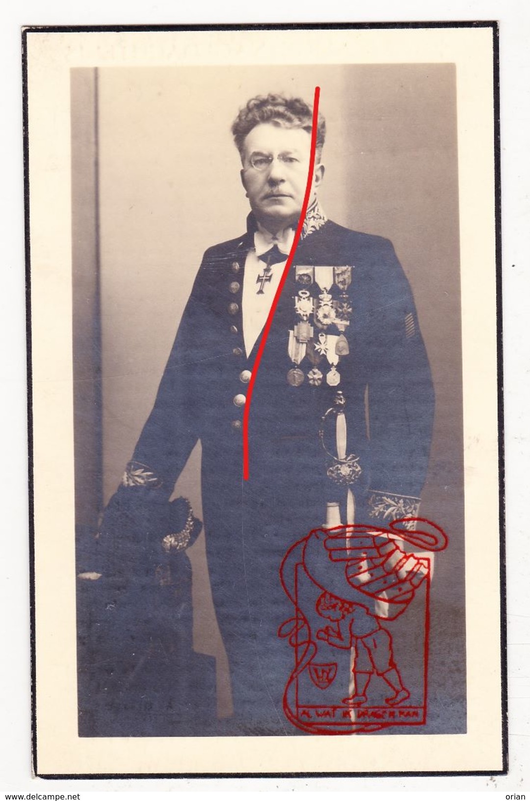 DP Foto Politie Agent Commissaris Edmond L. Bocque ° Gent 1882 † 1943 X M. Delem / Kostuum Medaille Degen - Devotieprenten