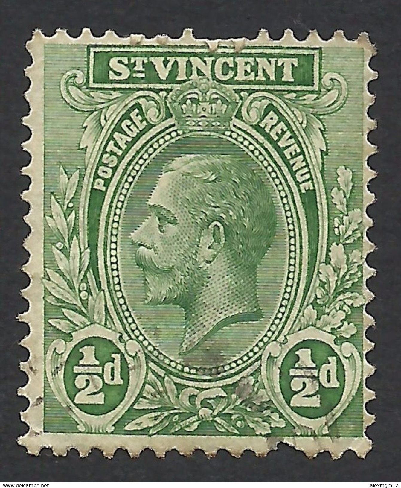 St. Vincent, 1/2 P. 1921,  Sc # 118, Used. - St.Vincent (...-1979)