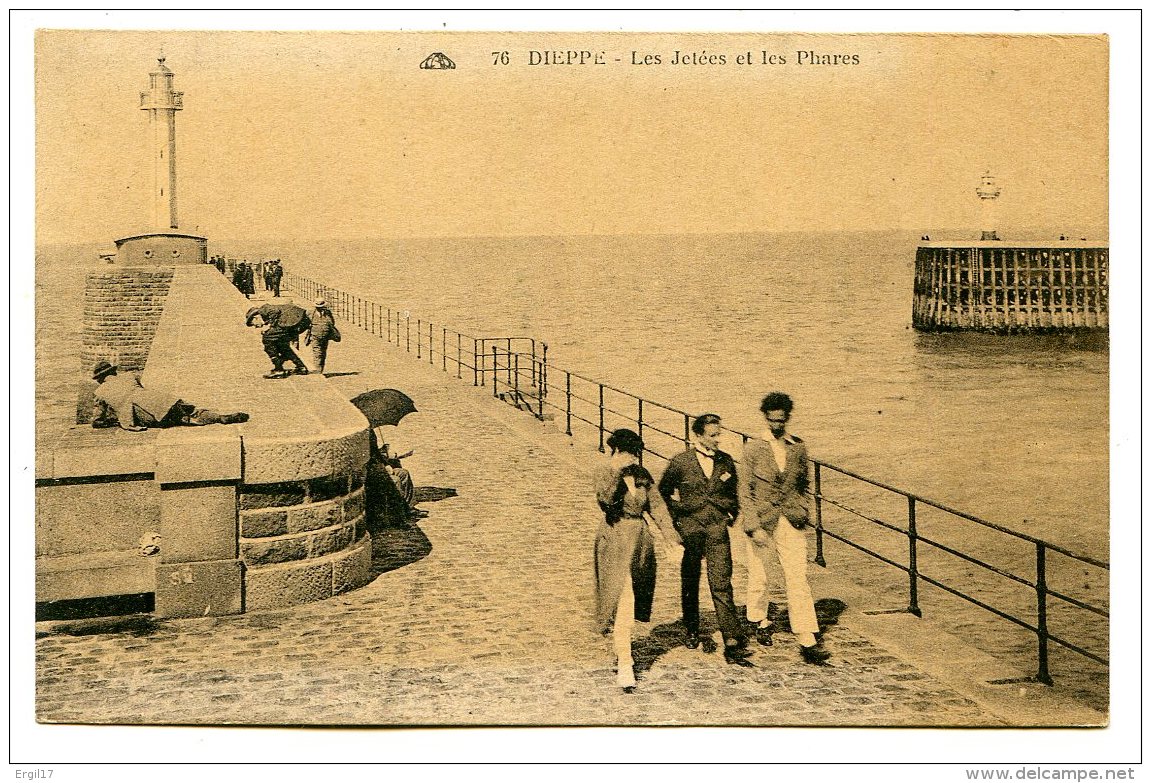 76200 DIEPPE - Lot De 5 CPA  - Jetées, Phares - Tourelles, Château - Rue Aguado - Bld De Verdun - Courriers D'Angleterre - Dieppe