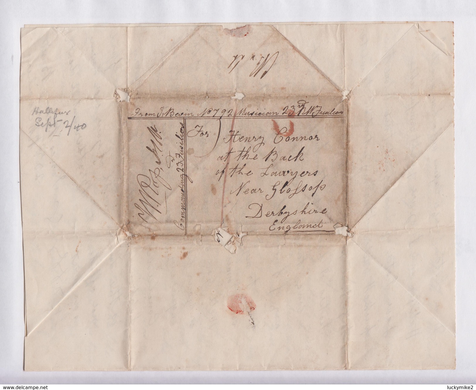 Eight letters c1838 from "Fusilier James Bevin", most to his sister Harriet. One with 'PAID AT/KILKENNY' pmk.  ref 0486