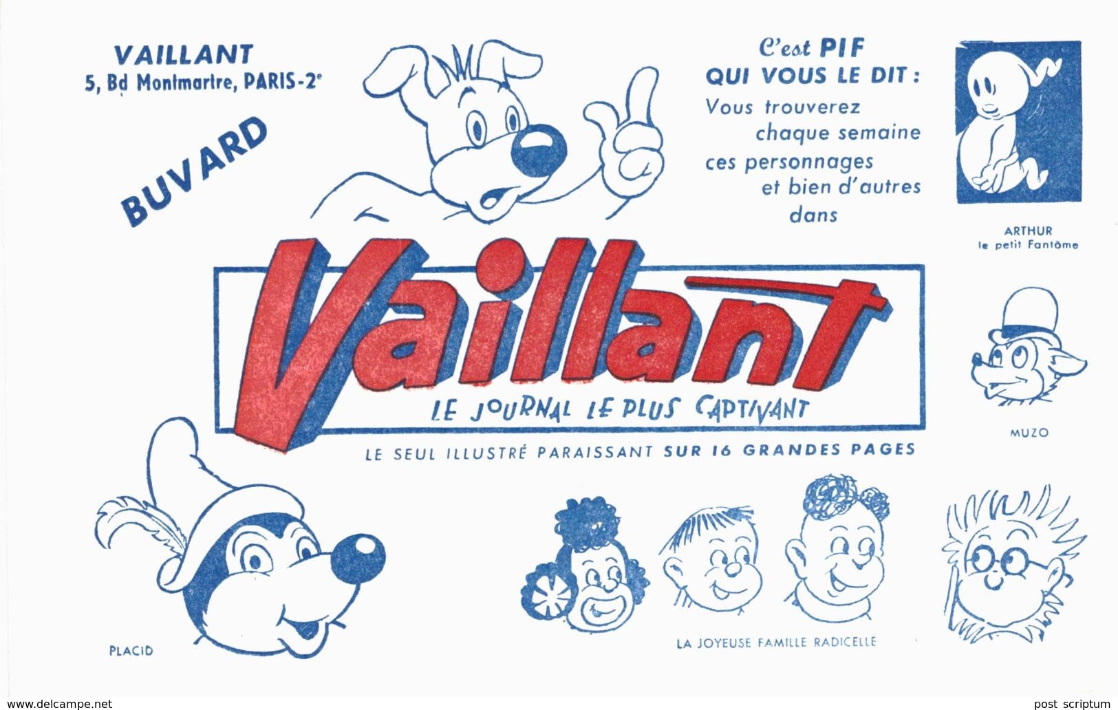 Vieux Papiers - Buvard - Vaillant Le Journal Le Plus Captivant - 2 Buvards - Bambini