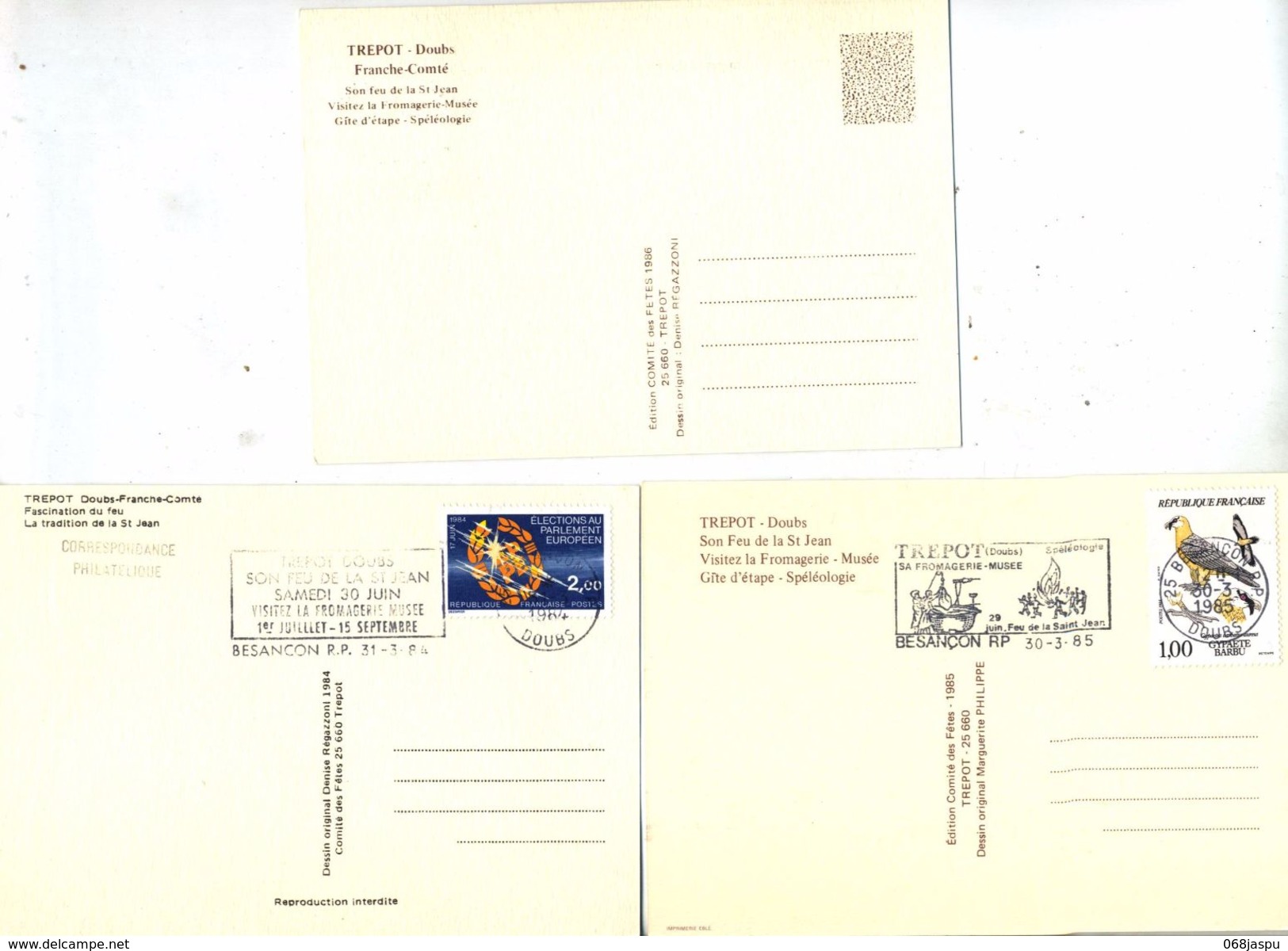 3 Carte Flamme Besançon Feu Saint Jean Trepot - Mechanical Postmarks (Advertisement)