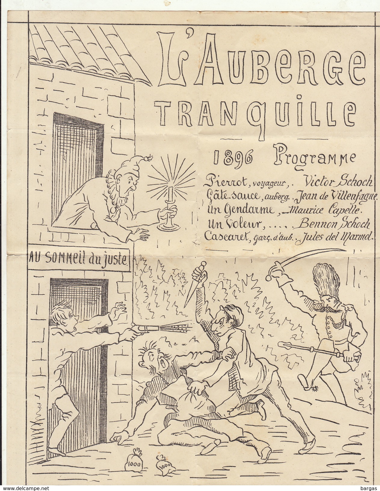 Programme De Théâtre Illustré L'auberge Tranquille 1896 Fêtes Des Bois Belgique - Programmes