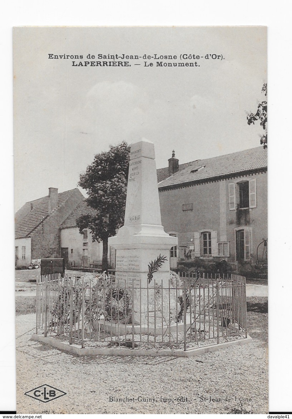 21   ENVIRONS DE SAINT  JEAN DE LOSNE  LAPERRIERE   LE    MONUMENT AUX MORTS  TRES BON ETAT   2 SCANS - Autres & Non Classés