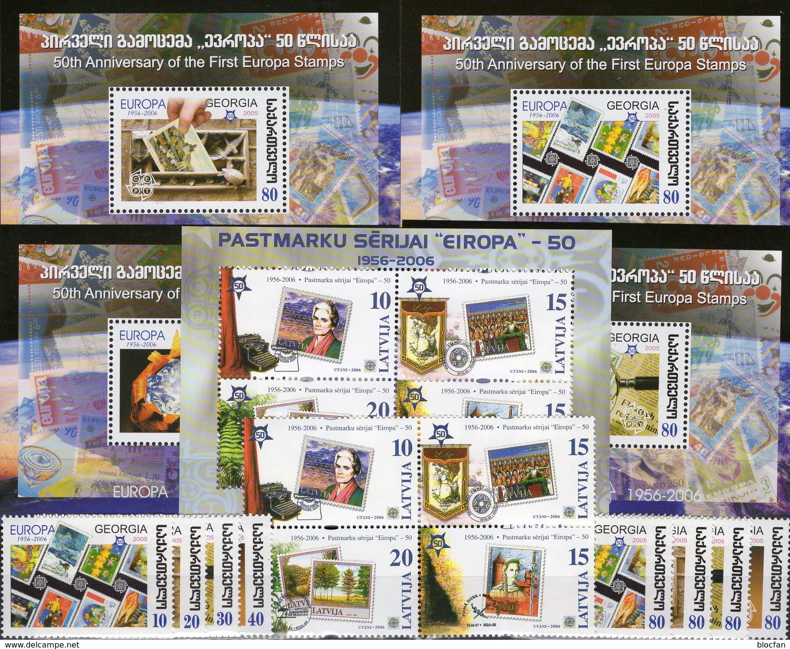 CEPT Latvia 656/9,Bl.21+Georgia 507/4+Block 35/38 ** 29€ Hoja Blocs Art Ss Sheets Map M/s 50 Years EUROPA 1956-2006 - Collections
