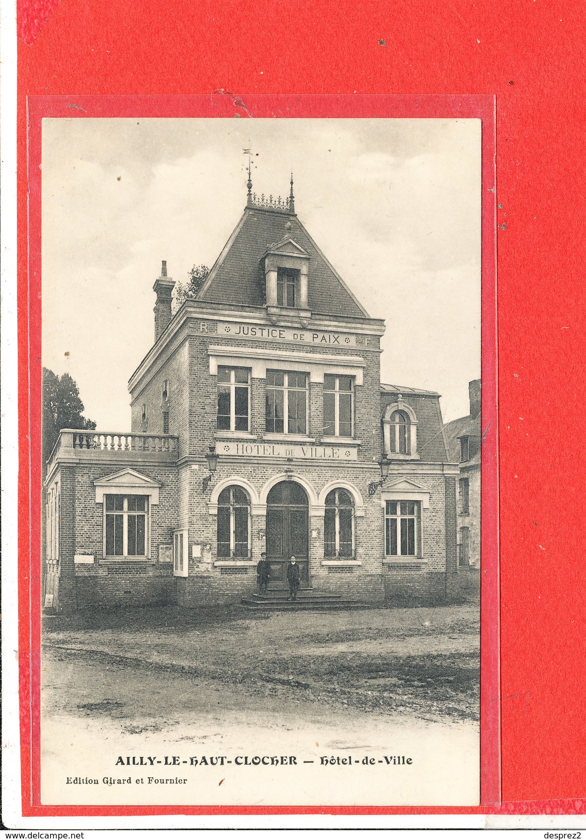 80 AILLY Le HAUT CLOCHER Cpa Petite Animation Hotel De Ville         Edit Girard - Ailly Le Haut Clocher