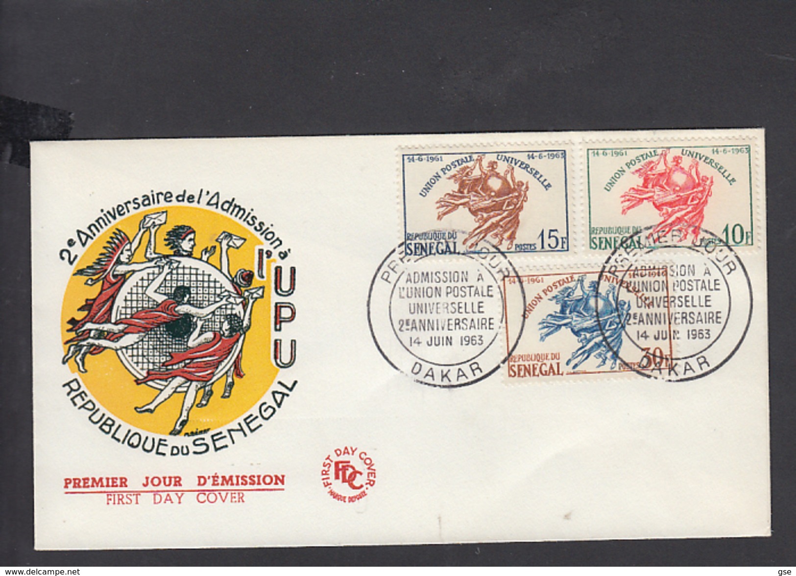 SENEGAL  1963 - FDC -  Yvert  223/5 - Annullo Speciale U.P.U. - Senegal (1960-...)