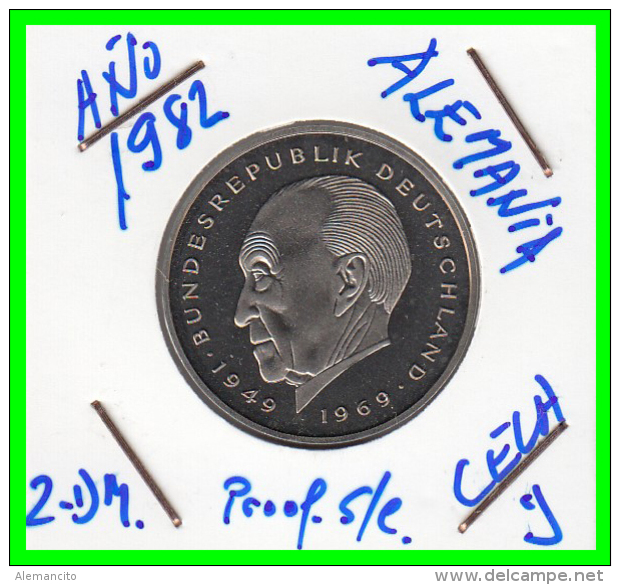 ALEMANIA - GERMANY  MONEDA DE 2.00 DM  AÑO 1982-J  KONRAD ADENAUER CALIDAD PROOF S/C - 2 Mark