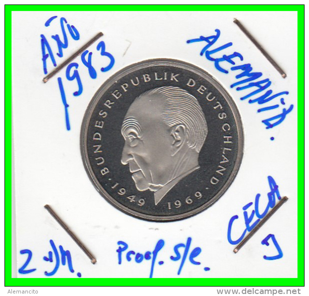 ALEMANIA - GERMANY  MONEDA DE 2.00 DM  AÑO 1983-J  KONRAD ADENAUER CALIDAD PROOF S/C - 2 Mark