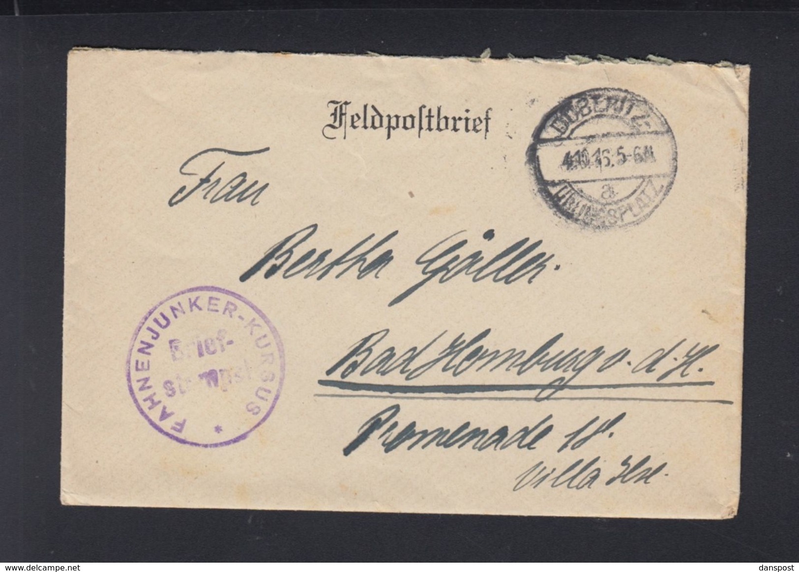 Dt. Reich Feldpost Fahnenjunker-Kursus Döberitz 1916 - Briefe U. Dokumente