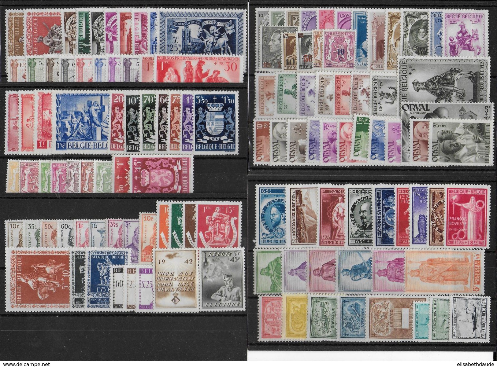 BELGIQUE - 1941/1960 COLLECTION FOURNIE * (SANS BLOCS, PA Et QUELQUES SERIES EPARSES) - COTE ENV. 2000 EUR - 5 SCANS - Sammlungen