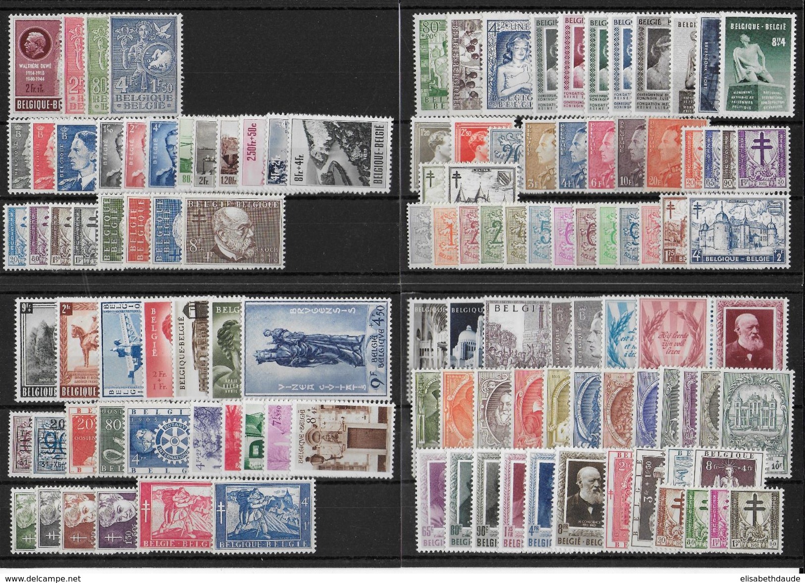 BELGIQUE - 1941/1960 COLLECTION FOURNIE * (SANS BLOCS, PA Et QUELQUES SERIES EPARSES) - COTE ENV. 2000 EUR - 5 SCANS - Sammlungen