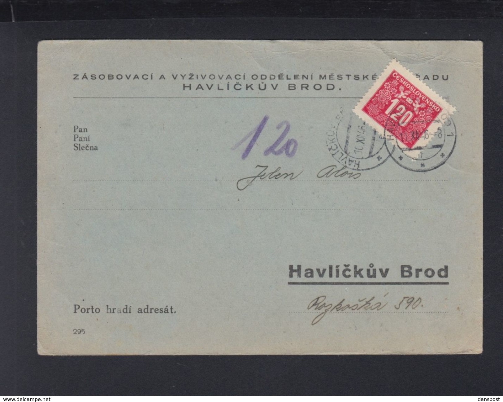 Czechoslovakia PK 1946 Havlickuv Brod - Covers & Documents