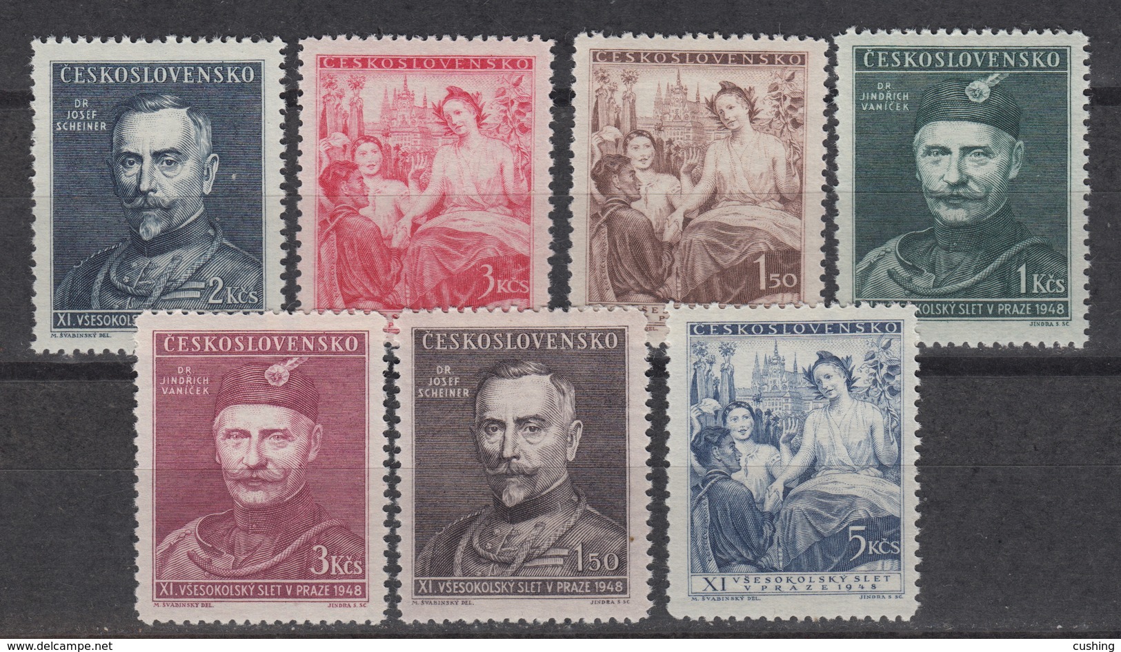 CZECHOSLOVAKIA: Yvert 460-66 – Feast Of The Sokols - MNH ** (1948) - Unused Stamps