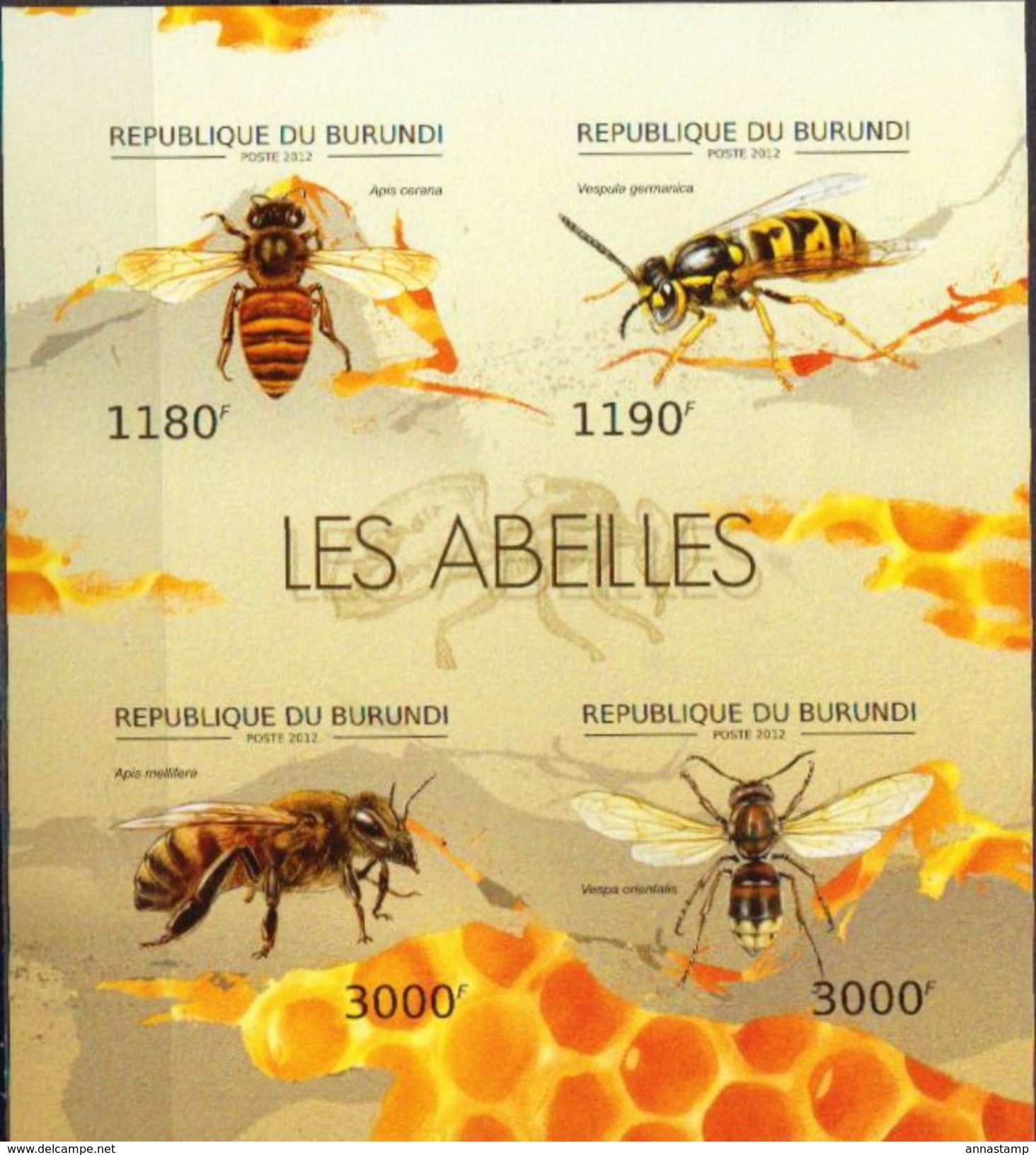 Burundi MNH Bees Imperforated Sheetlet And SS - Abeilles