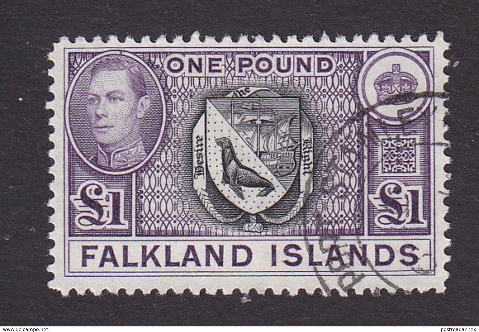 Falkland Islands, Scott #96, Used, George VI And Seal Of Colony, Issued 1938 - Falkland Islands