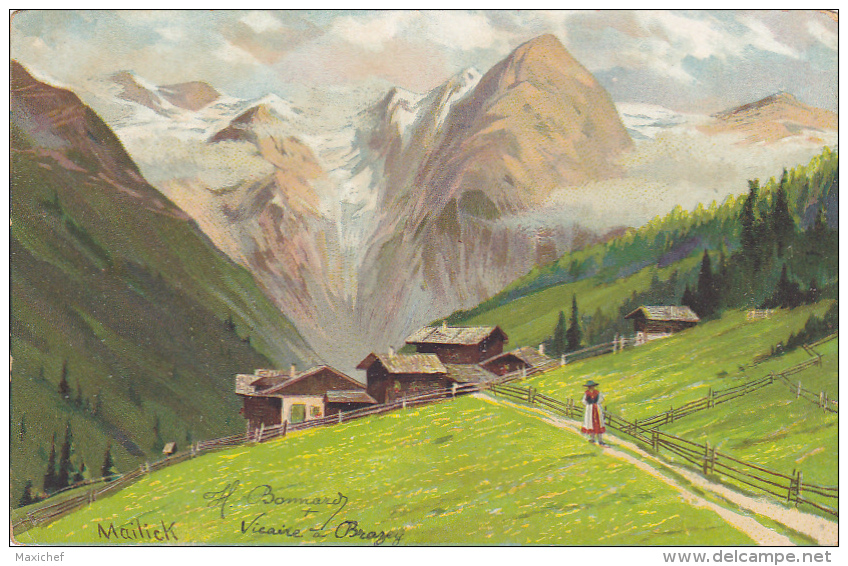 Carte Illustrée Par Mailick - Village, Glaciers &amp; Paturages - Circ 1908, Voir Signature H Bonnard, Vicaire à Brazey  - Mailick, Alfred